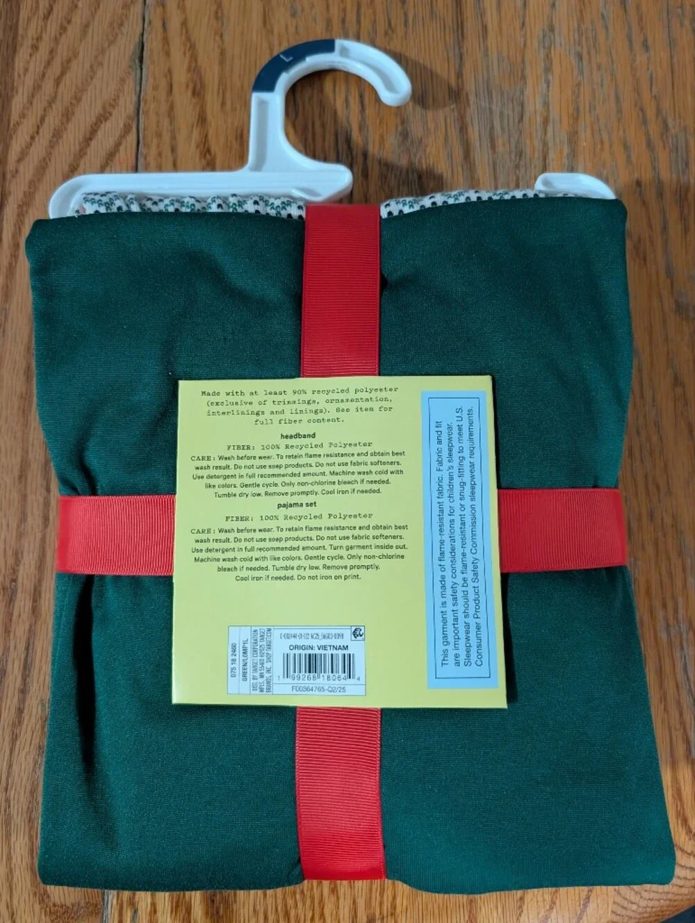 Christmas Holiday Pajama Set Girls Large - Long Sleeve Top w Shorts & Headband